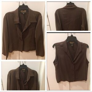FINITY Matching silk jacket & vest chocolate brown - 14